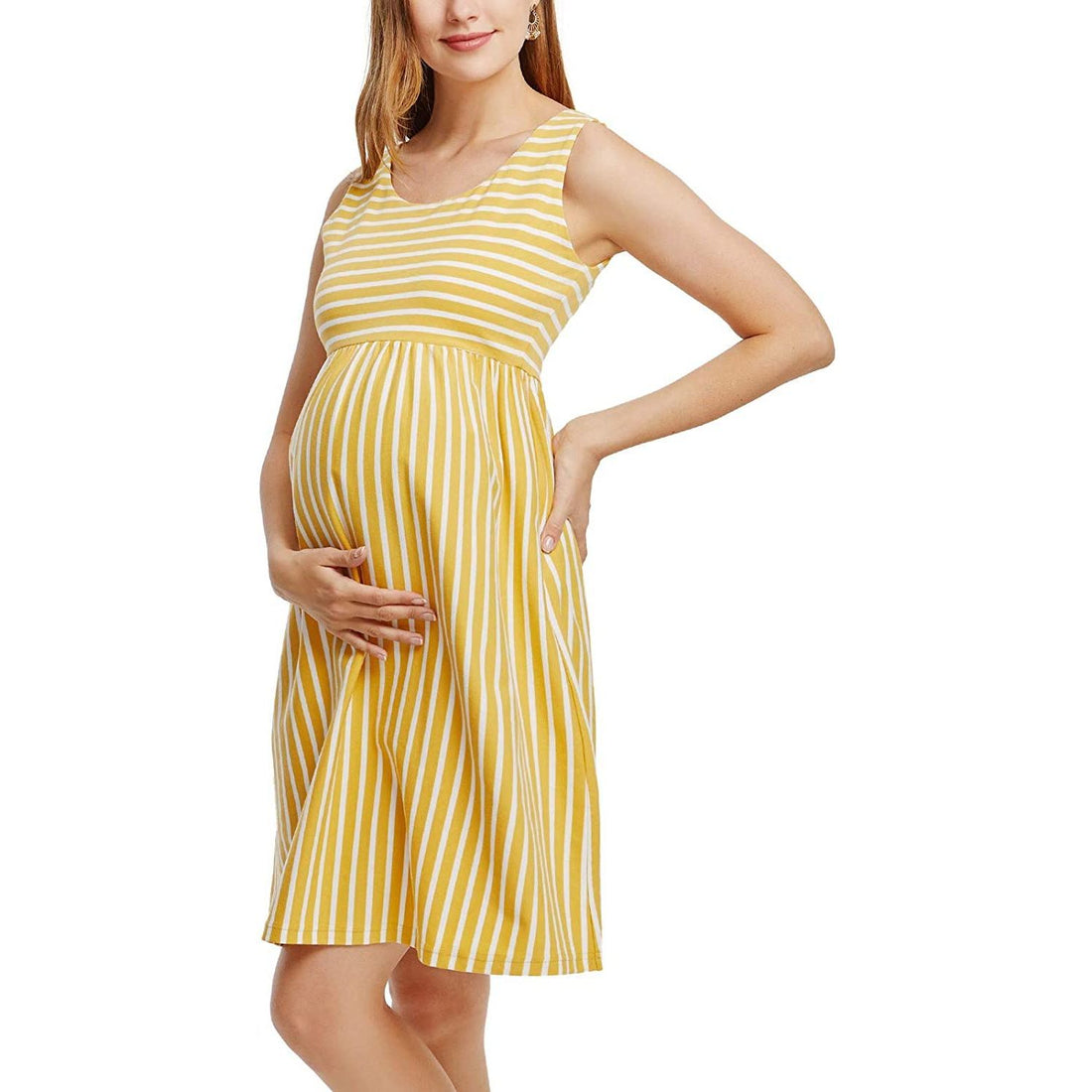 European And American Striped Maternity Dress