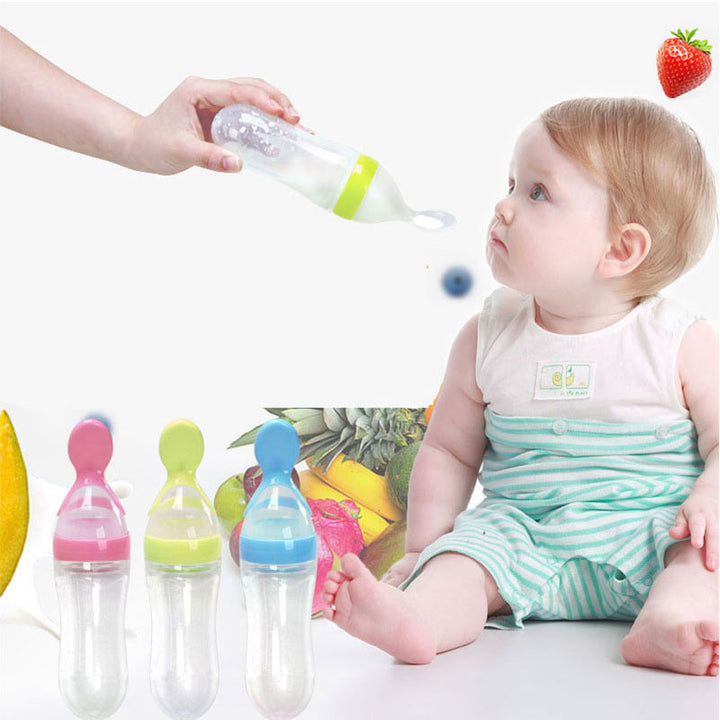 Baby Feeding Silicone Squeeze Feeding Spoon