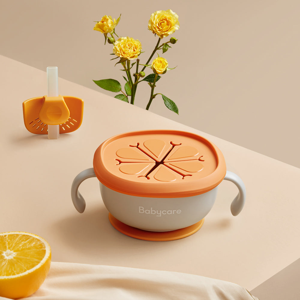 3 in 1 Baby Feeding Snack Soup Bowl with Straw