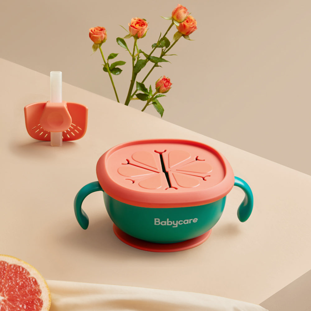 3 in 1 Baby Feeding Snack Soup Bowl with Straw