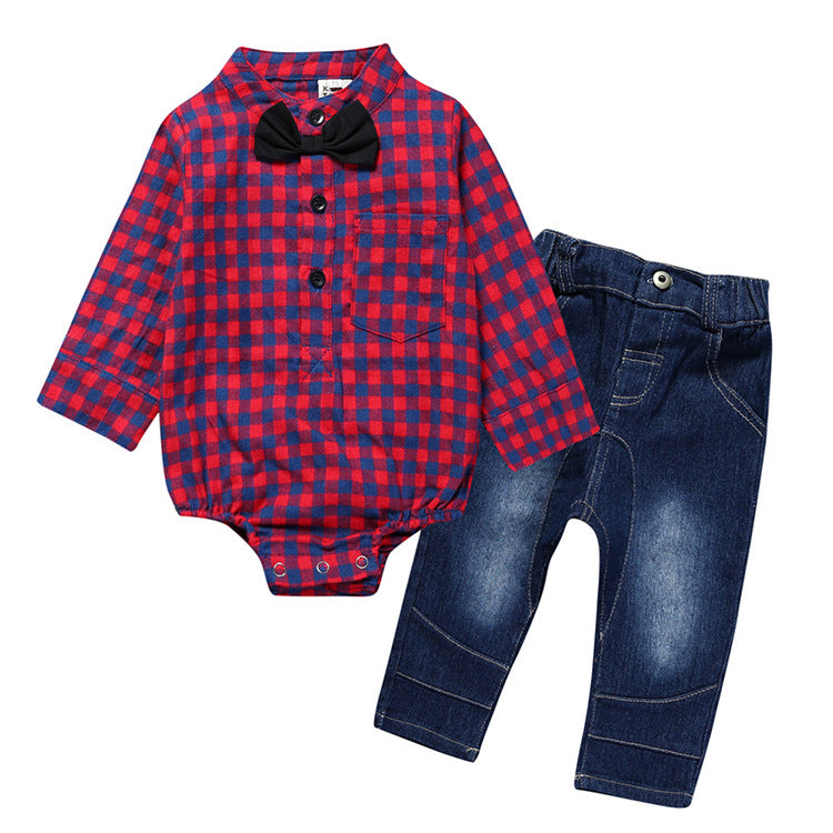 Boy Gentleman Plaid Kids Suit