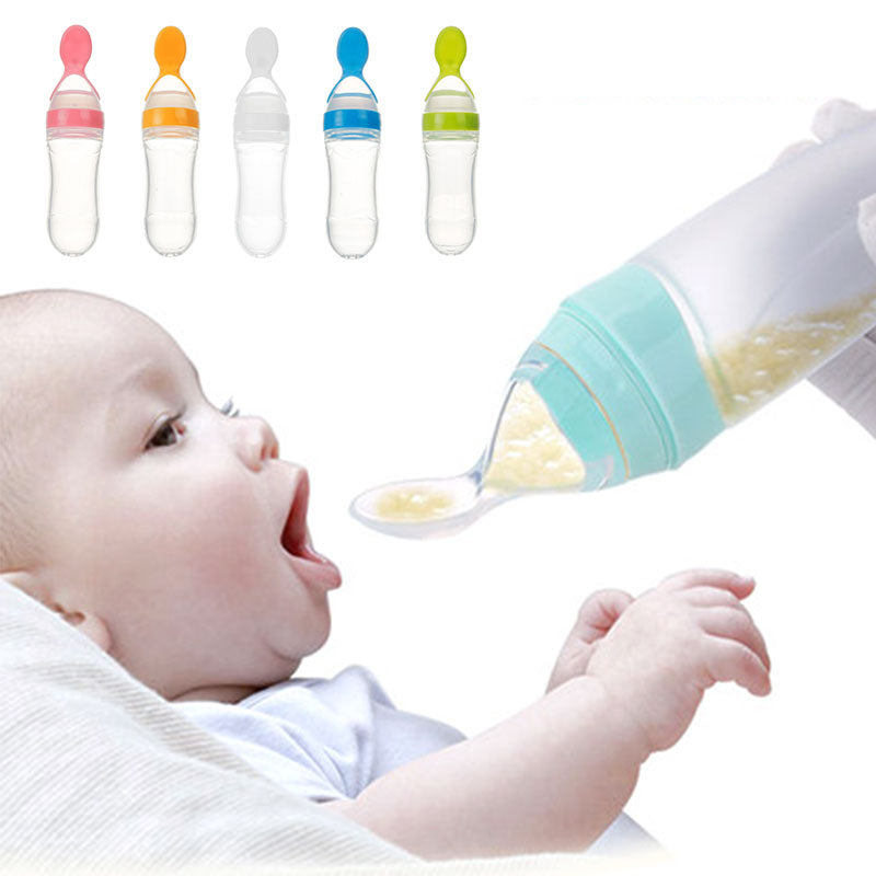 Baby Feeding Silicone Squeeze Feeding Spoon
