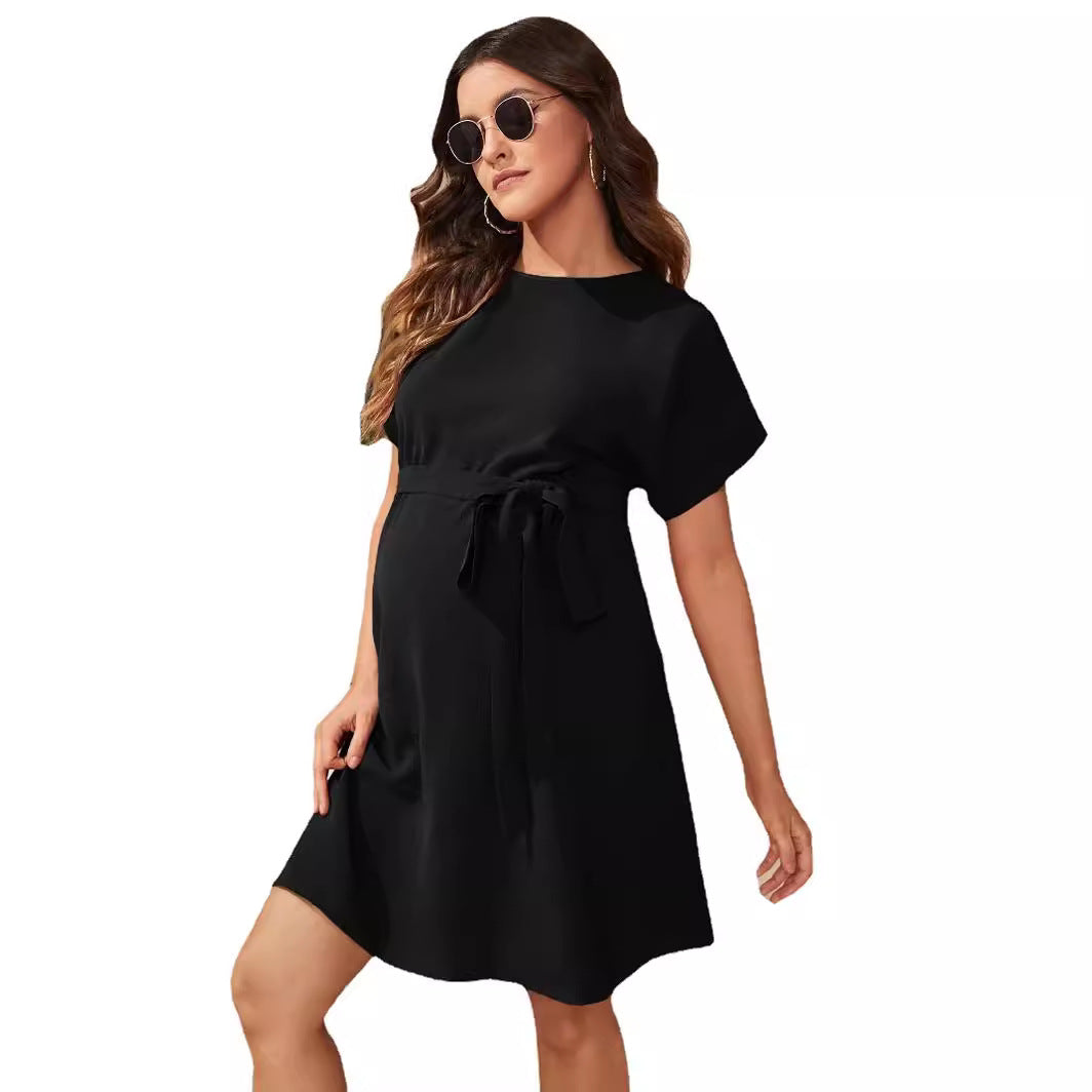 Maternity Bat Sleeve Girdle Dress