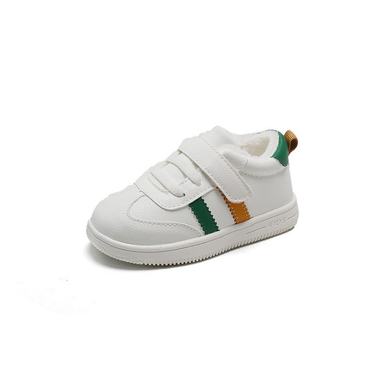 Little white Velcro baby shoes