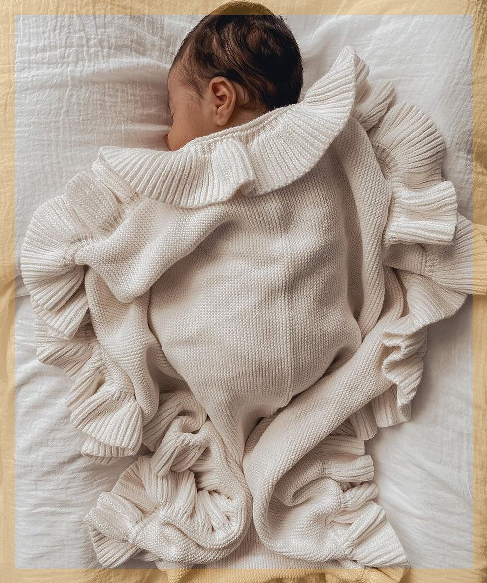 Knitted Newborn Swaddle Wrap Ruffle