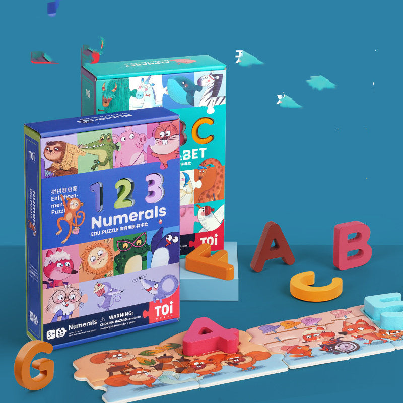Wooden Numbers And Letters Puzzle Baby Toys