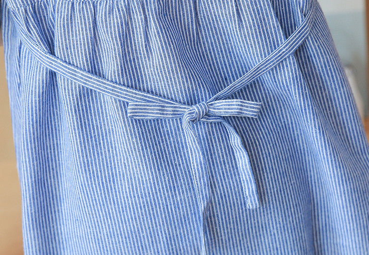 Maternity Collar Striped Embroidery Maternity Top